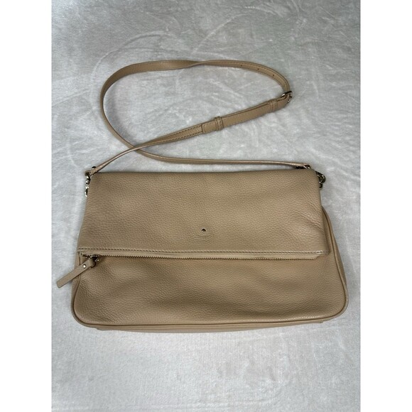 Kate Spade Cobble Hill Marsala Bag Leather Tan Taupe Flap Over Crossbody - Picture 1 of 14